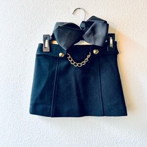 Milly Minis Black Skirt with Gold Chain Detail